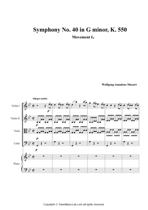 Book cover for Symphony No. 40 in G minor, K. 550 Movement I (Hard Version)