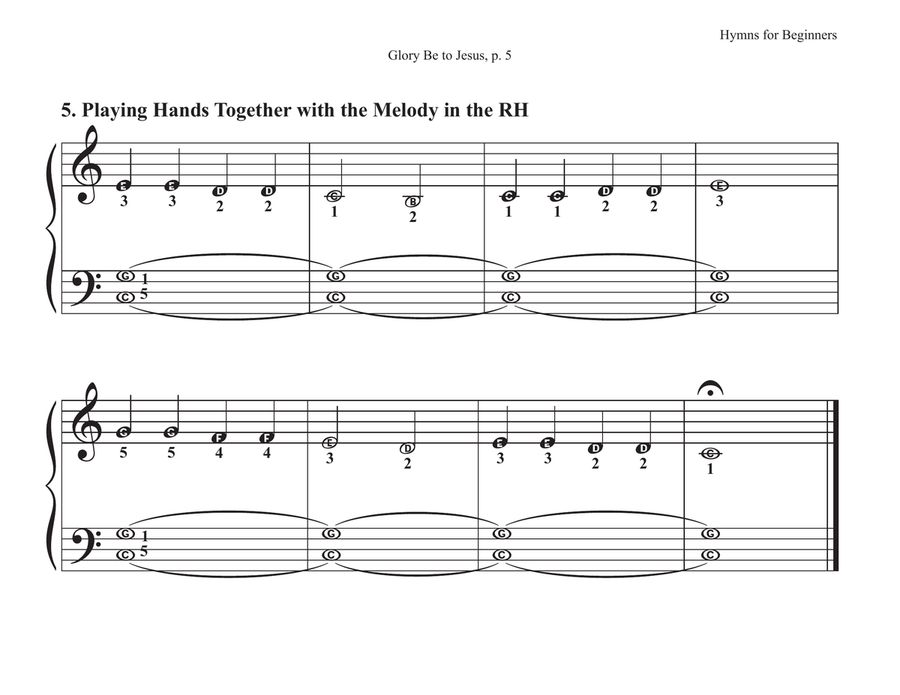 Glory Be to Jesus (Hymns for Beginners) Piano Method scores gallery preview page 6