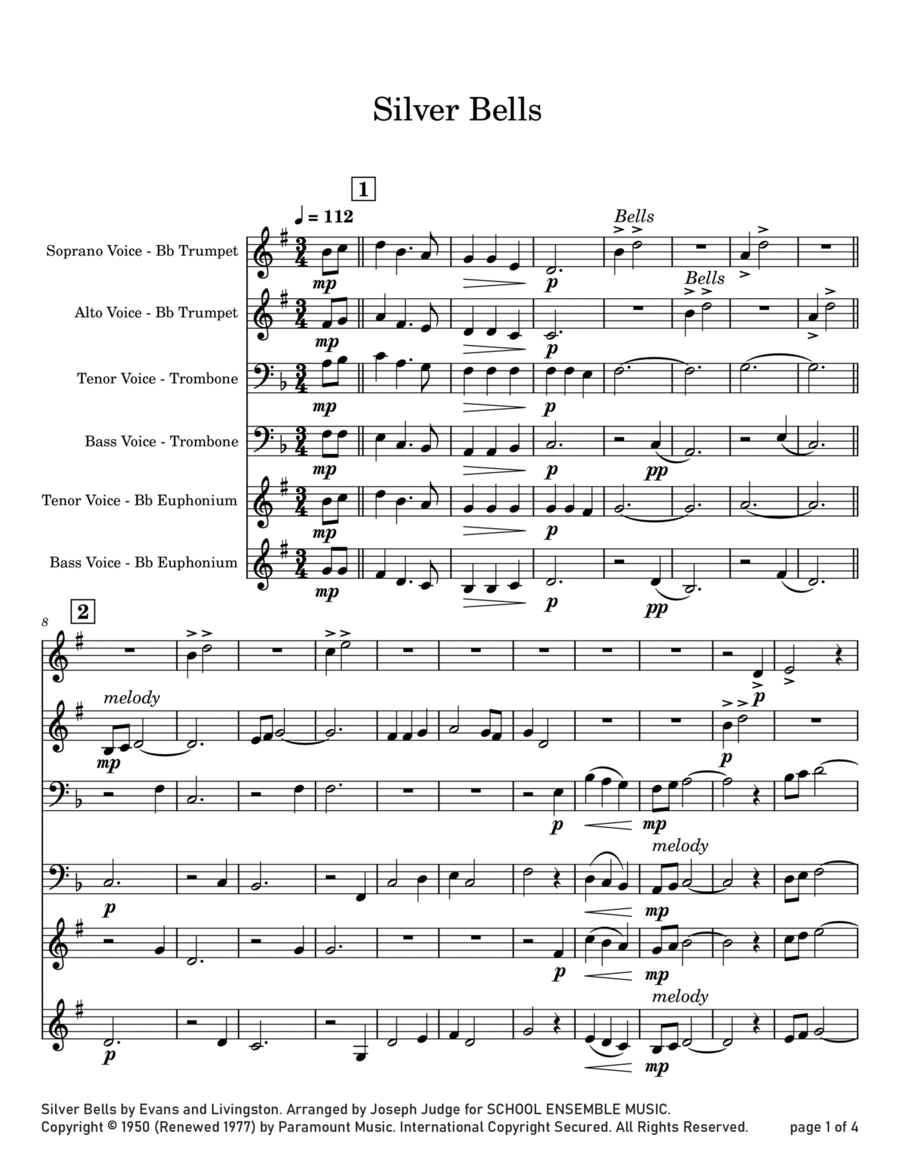 Silver Bells Euphonium scores gallery preview page 1