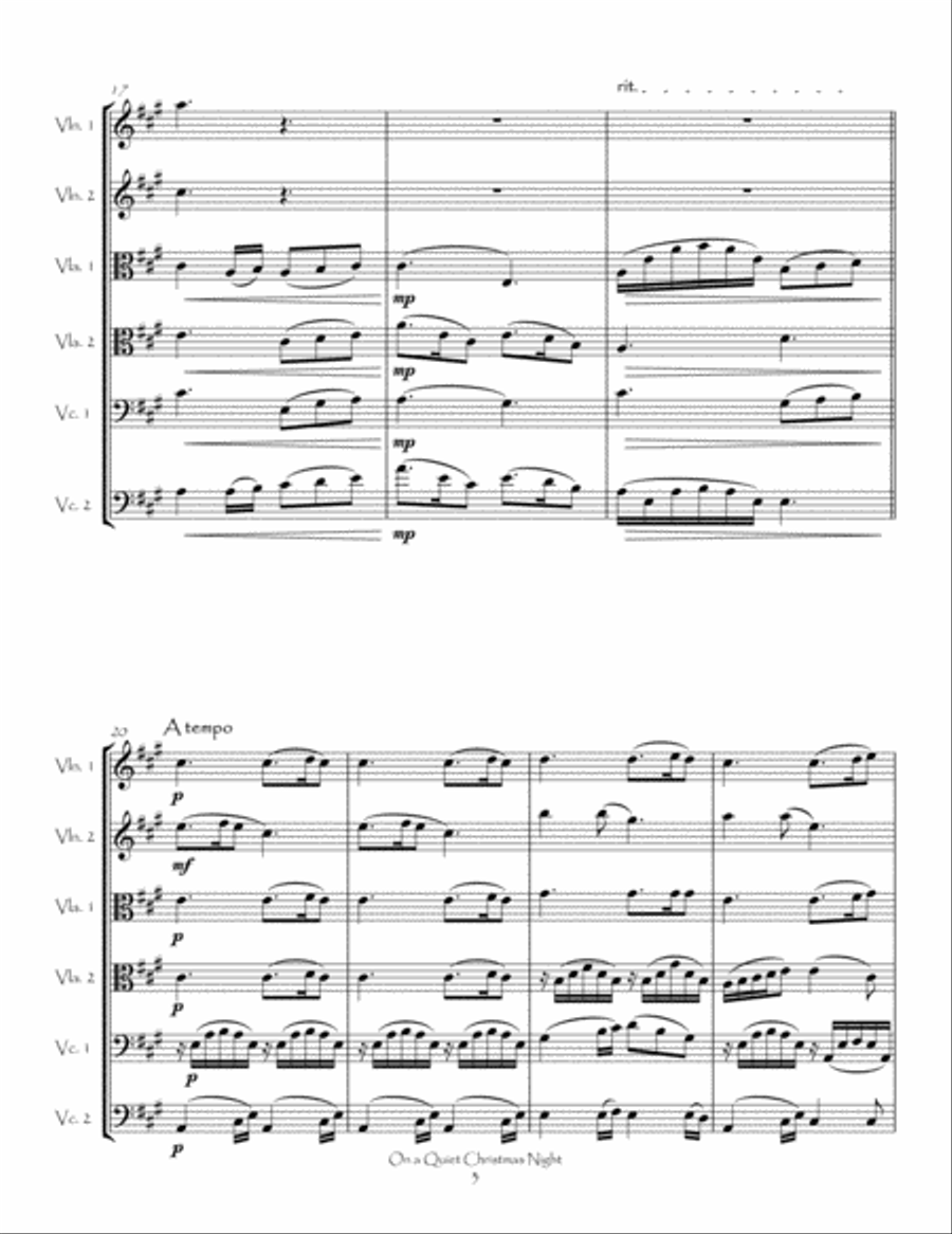 On a Quiet Christmas Night for String Sextet (2 Vln, 2 Vla, & 2 Cellos) String Orchestra scores gallery preview page 5
