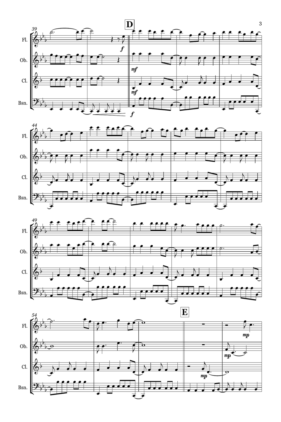 Viva La Vida Woodwind Quartet scores gallery preview page 3