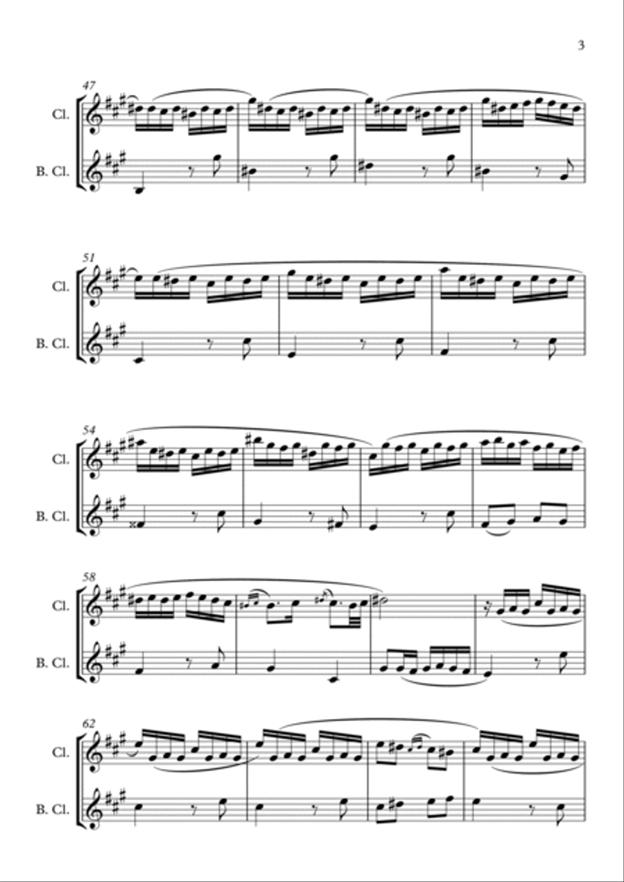 Le Coucou - Clarinet in Bb and Bass Clarinet in Bb duet. Clarinet Duet scores gallery preview page 3