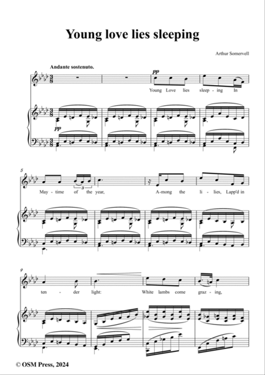 Somervell-Young love lies sleeping,in A flat Major Voice scores gallery preview page 2