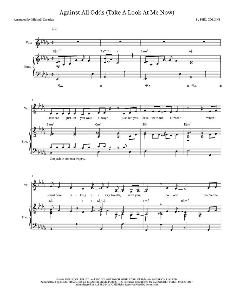 Against All Odds (Take A Look At Me Now) Voice scores gallery preview page 1