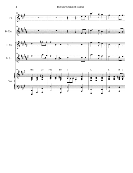 The Star Spangled Banner (for Saxophone Quartet and Piano) image number null