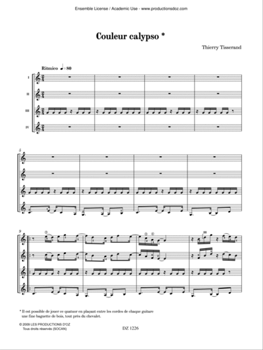 Couleur calypso Couleur calypso Guitar Ensemble scores gallery preview page 2