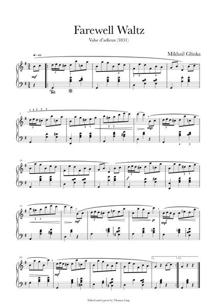 Farewell Waltz by Glinka (with “Bonjour” an original piece)