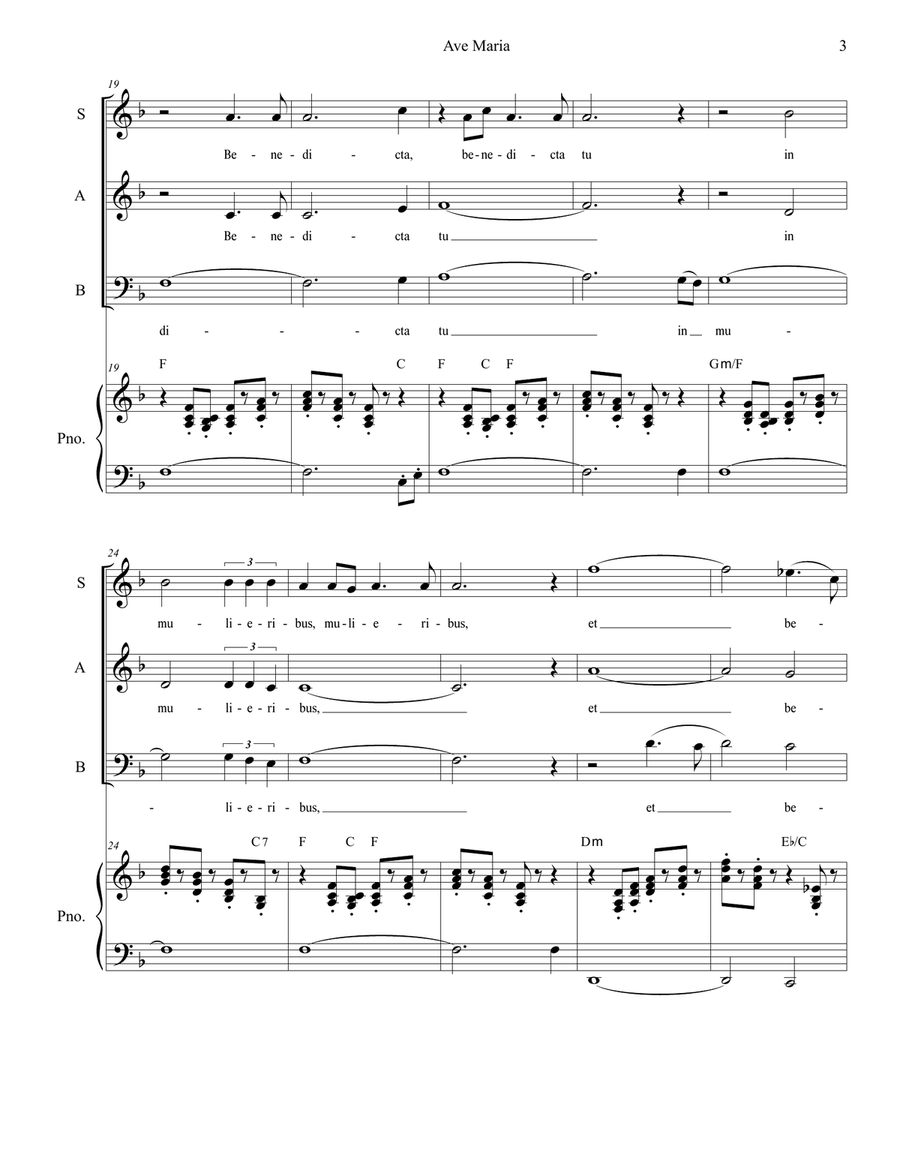 Ave Maria (SAB) 3-Part scores gallery preview page 3
