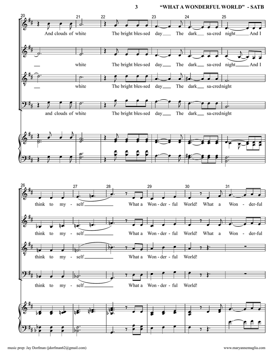 What A Wonderful World 4-Part scores gallery preview page 3
