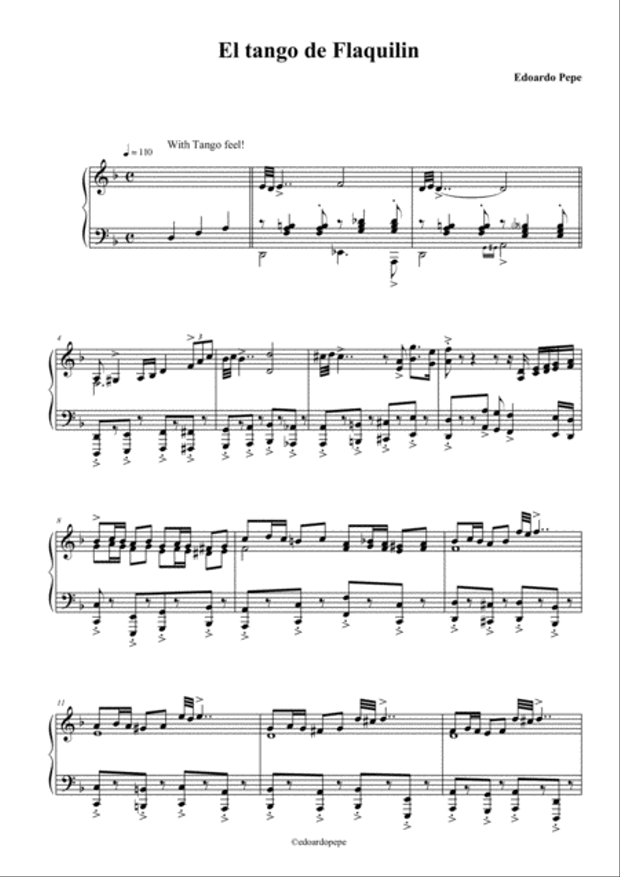 El Tango de Flaquilin Piano Solo scores gallery preview page 1