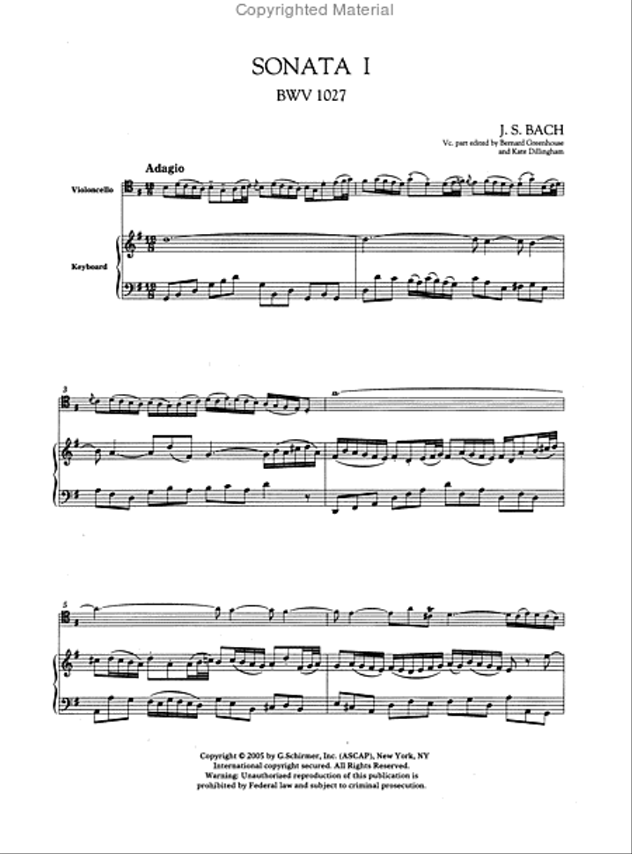 Sonatas for Cello and Keyboard BWV 1027, 1028, 1029 Cello scores gallery preview page 2