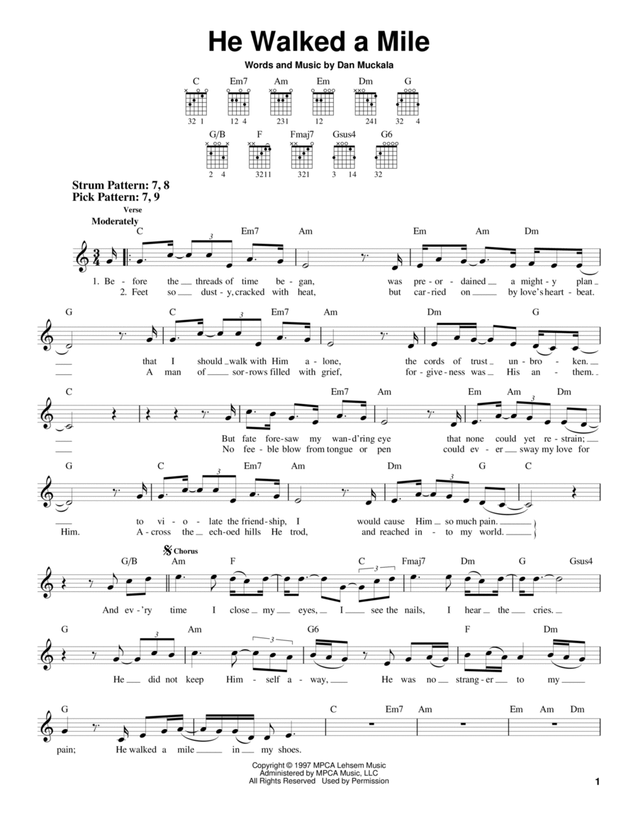 He Walked A Mile Acoustic Guitar scores gallery preview page 1