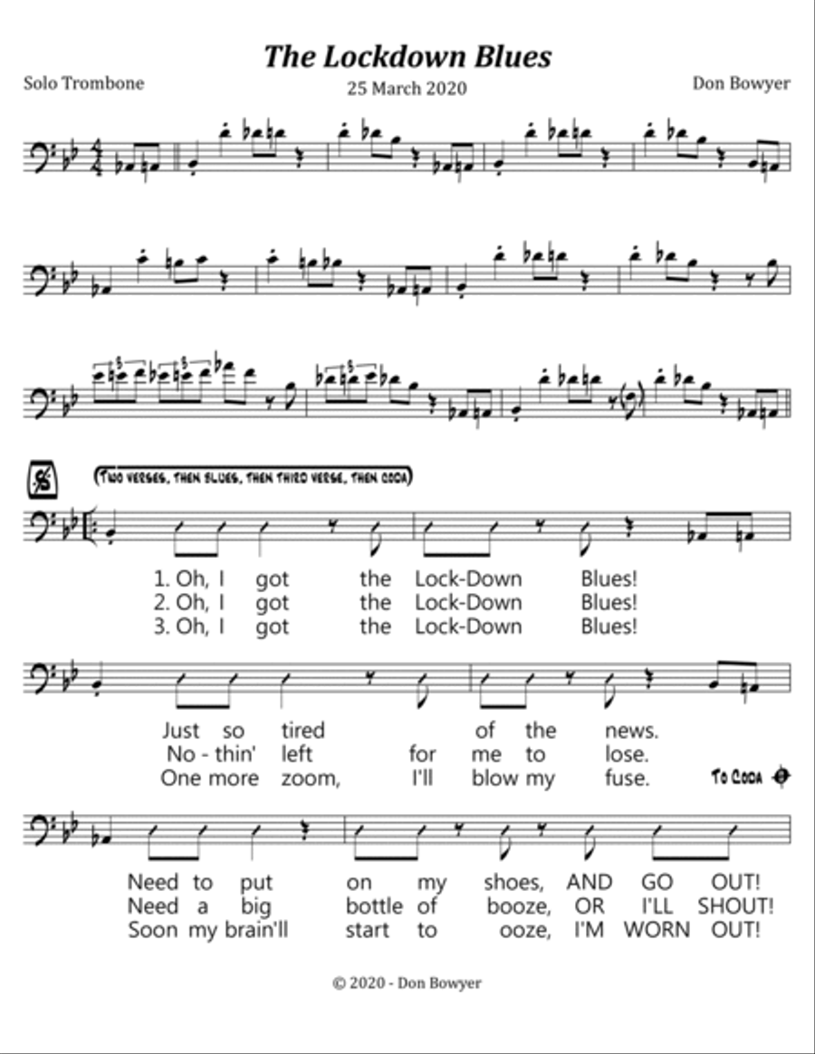 Lockdown Blues (Letter size) Trombone Solo scores gallery preview page 2