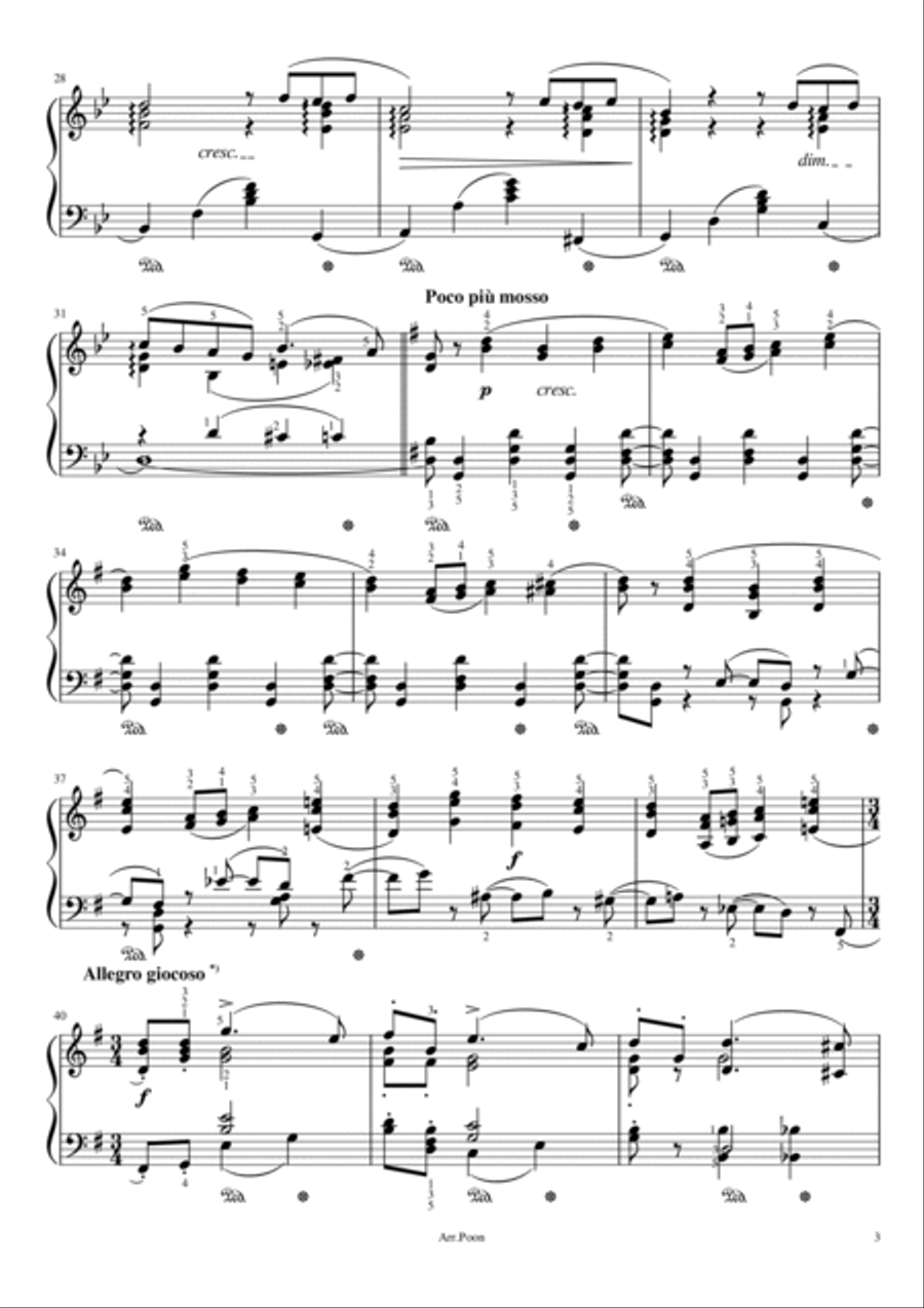 Tchaikovsky - The Seasons, Op. 37a No.6 - June, Barcarolle - Original With Fingered Piano Solo scores gallery preview page 3