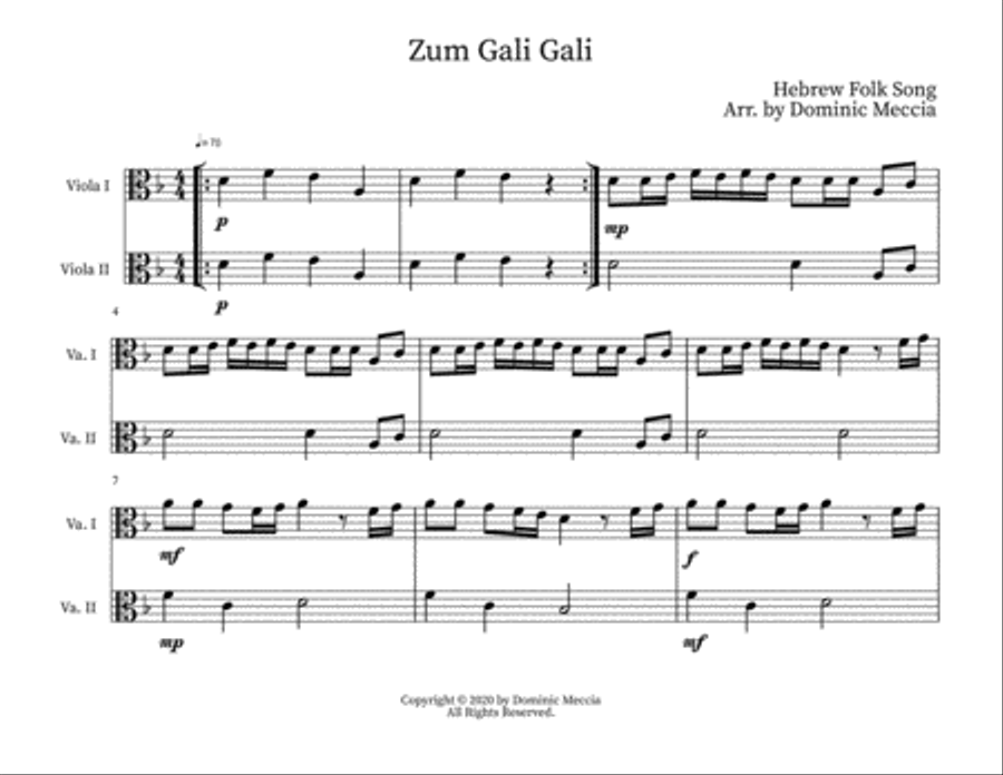 Zum Gali Gali String Duet scores gallery preview page 1