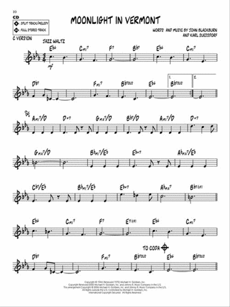 Moonlight in Vermont & Other Great Standards CD scores gallery preview page 6