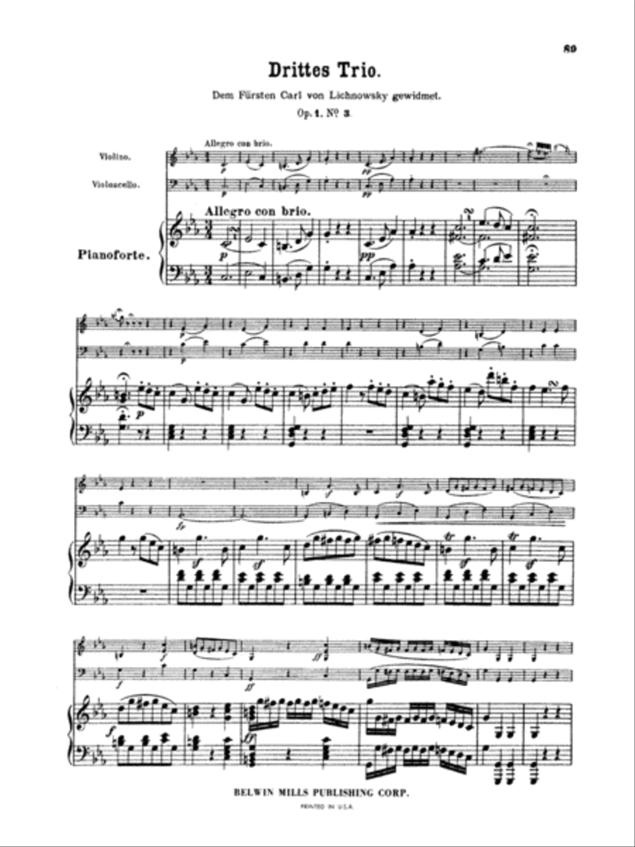 Piano Trio No. 3 -- Op. 1, No. 3