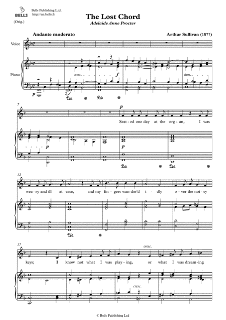 The Lost Chord (Original key. F Major) Voice Solo scores gallery preview page 1