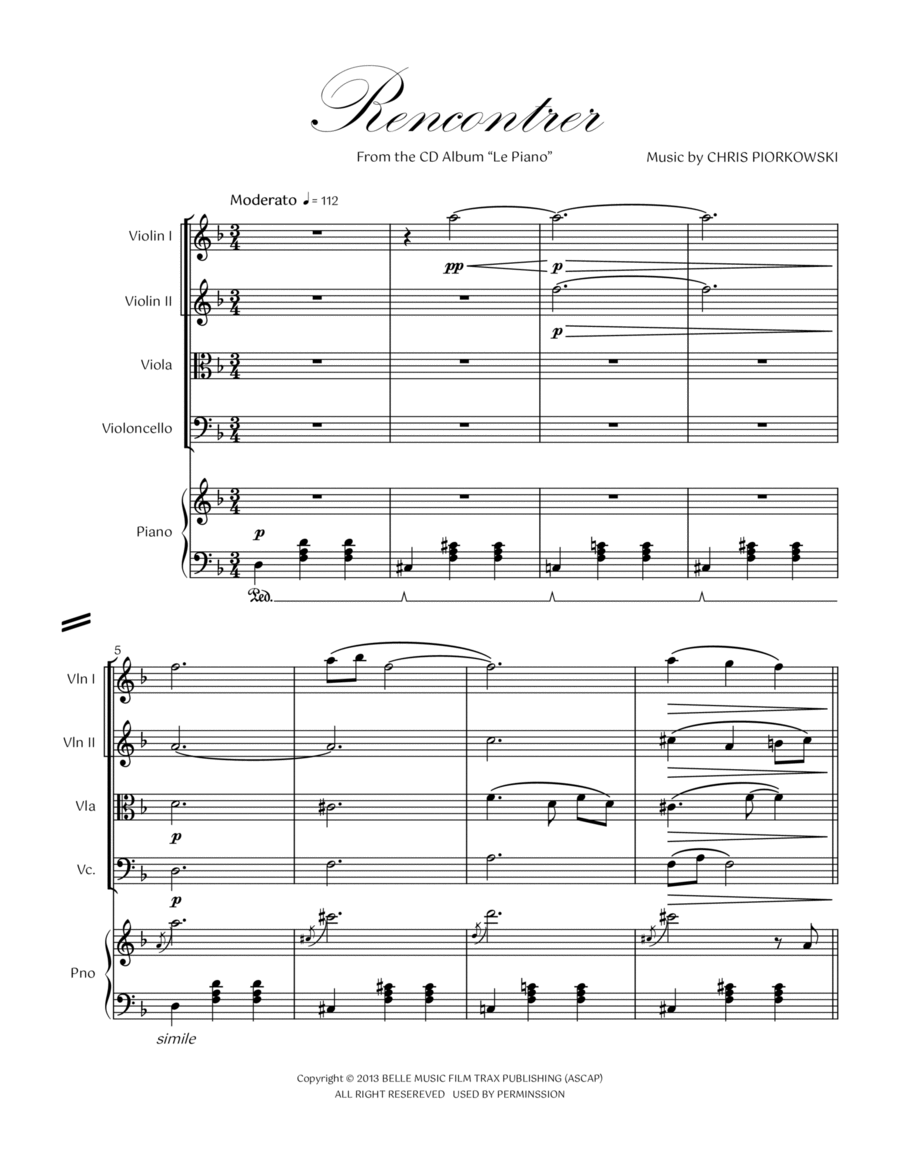 01. Rencontrer Piano Quintet Piano Quintet scores gallery preview page 1
