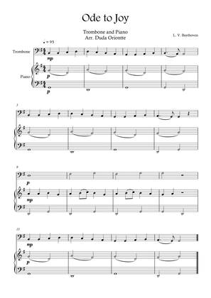 Ode the Joy ( Trombone - Piano - Beethoven Symphony No. 9 ) BEGINNER