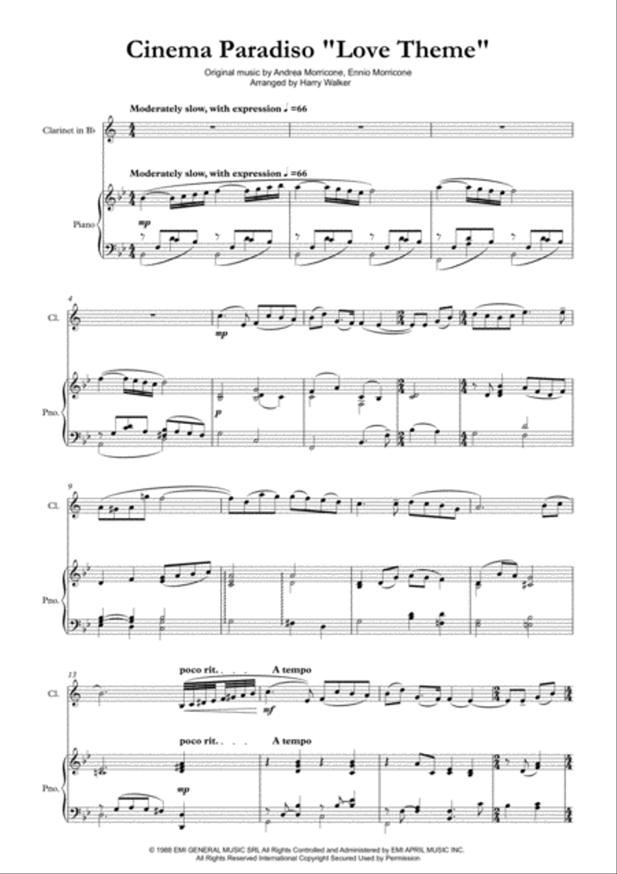 Cinema Paradiso Clarinet Solo scores gallery preview page 3