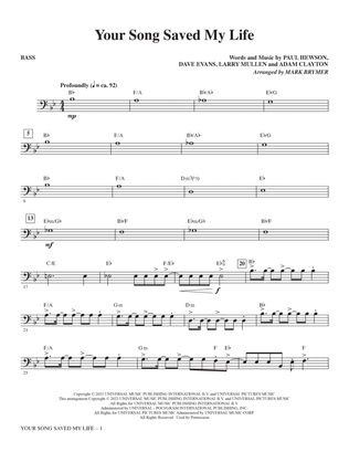 Your Song Saved My Life (from Sing 2) (arr. Mark Brymer) - Bass
