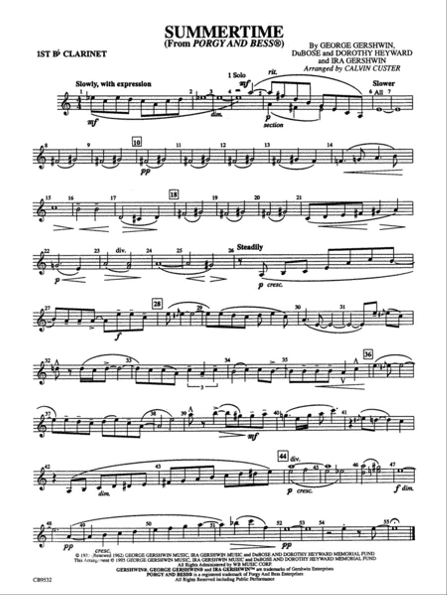 Book cover for Summertime: 1st B-flat Clarinet