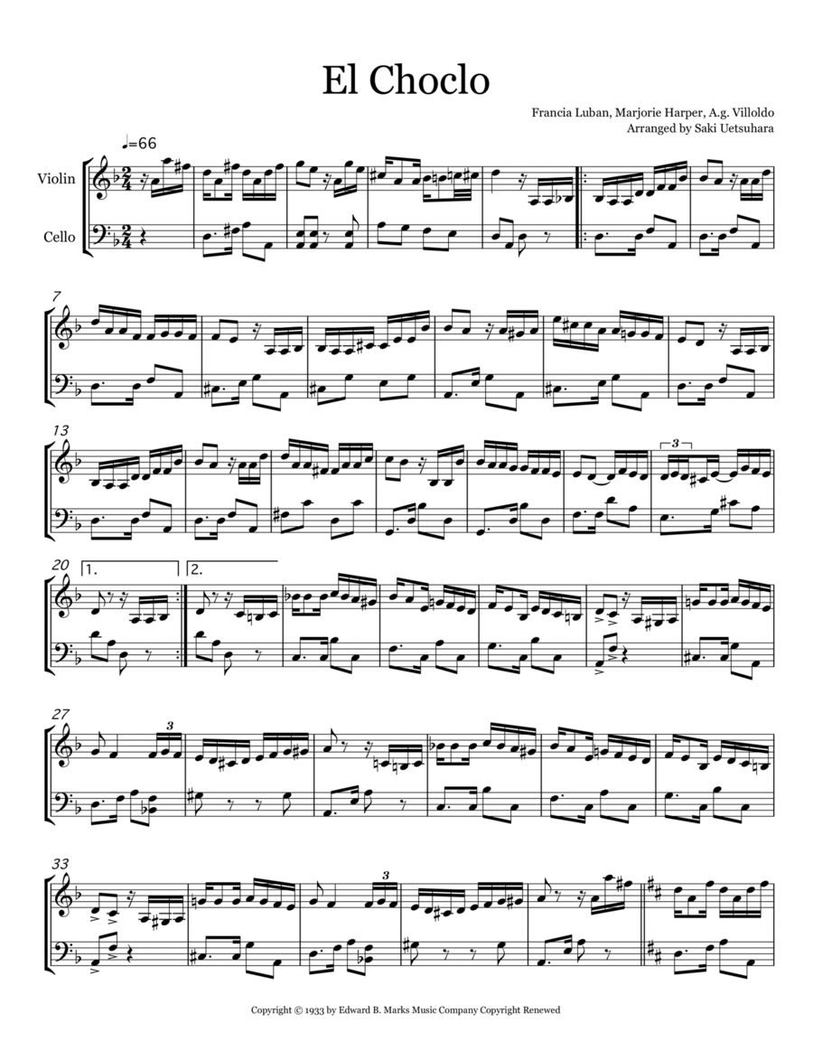 El Choclo String Duet scores gallery preview page 1