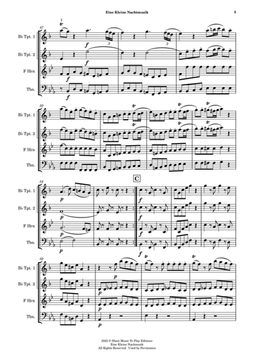 Eine Kleine Nachtmusik (1 mov.) - Brass Quartet (Full Score) - Score Only image number null