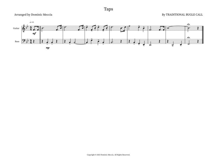 Taps Bass Clarinet scores gallery preview page 1