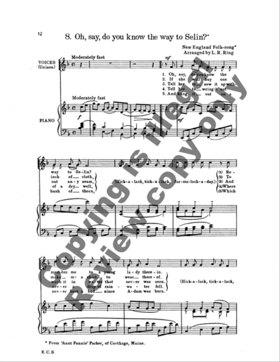 Ten New England Folksongs Unison Choir scores gallery preview page 11