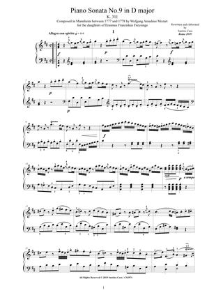 Book cover for Mozart - Piano Sonata No.9 in D major K 311 - Complete score