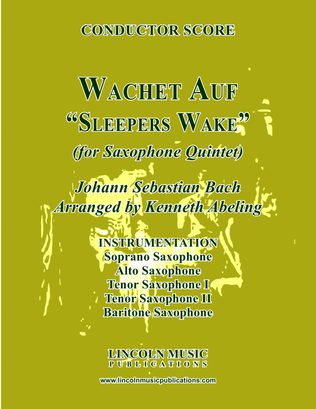 Book cover for Wachet Auf - "Sleepers Wake" (for Saxophone Quintet SATTB)