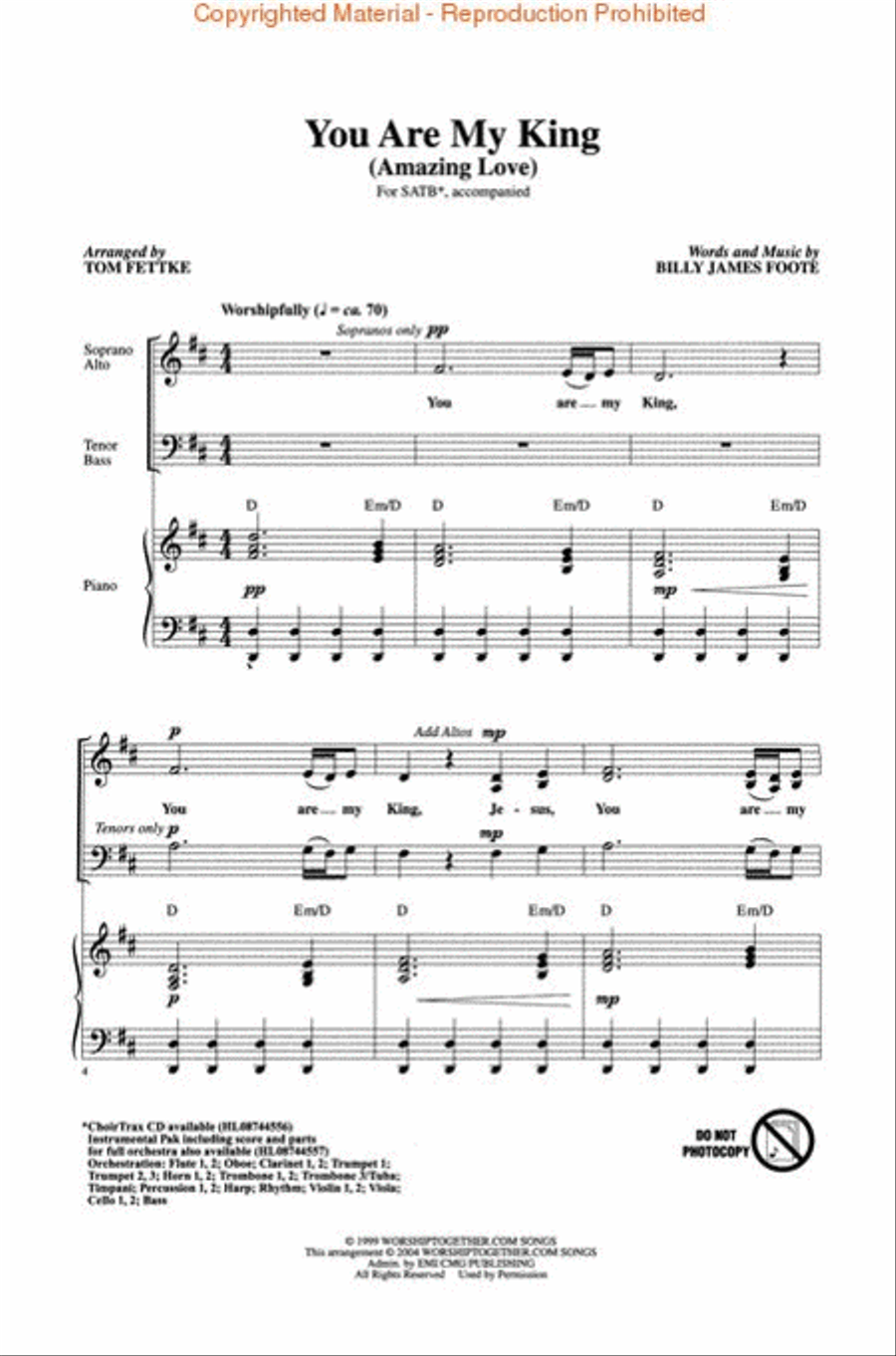 You Are My King You Are My King 4-Part scores gallery preview page 2