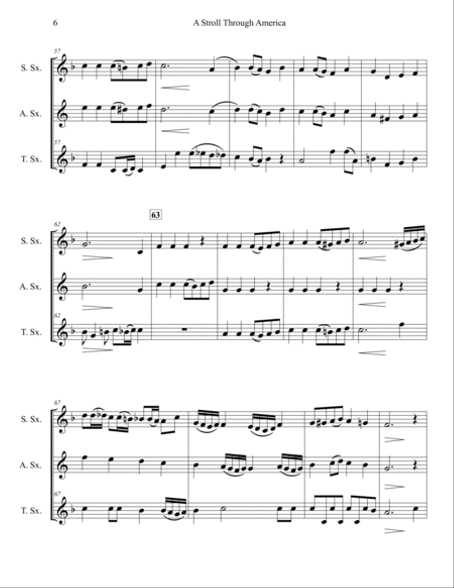 A Stroll Through America for Saxophone Trio Woodwind Trio scores gallery preview page 6