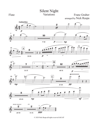 Book cover for Silent Night - Variations (full orchestra) Flute part