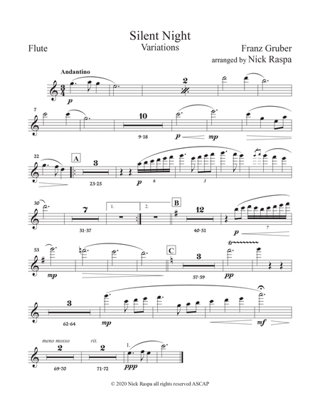 Silent Night - Variations (full orchestra) Flute part