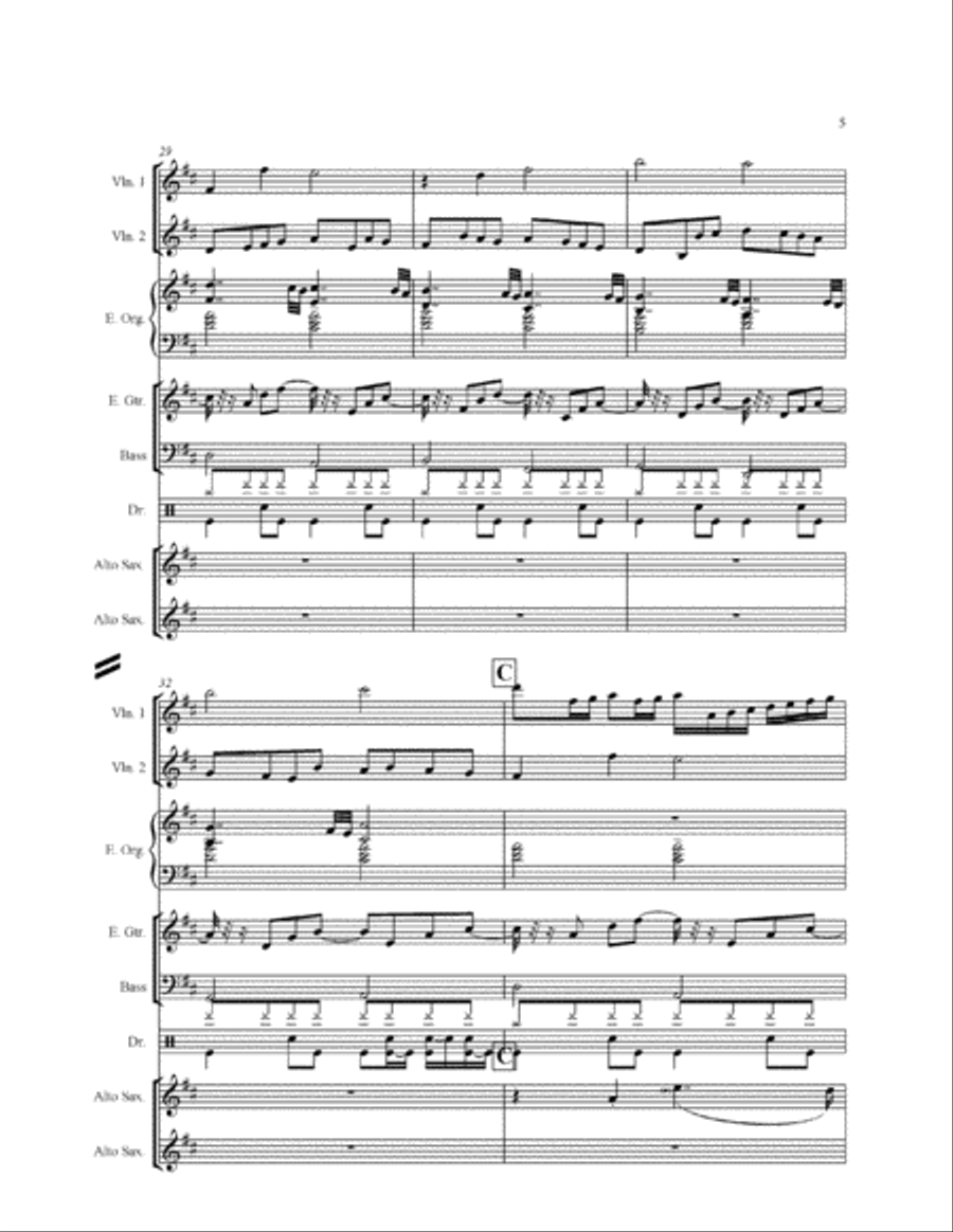 Pachelbel Canon for Electric Violin Duo with band parts and backing track on mp3 Small Ensemble scores gallery preview page 5