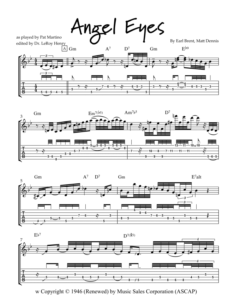 Angel Eyes Electric Guitar scores gallery preview page 1
