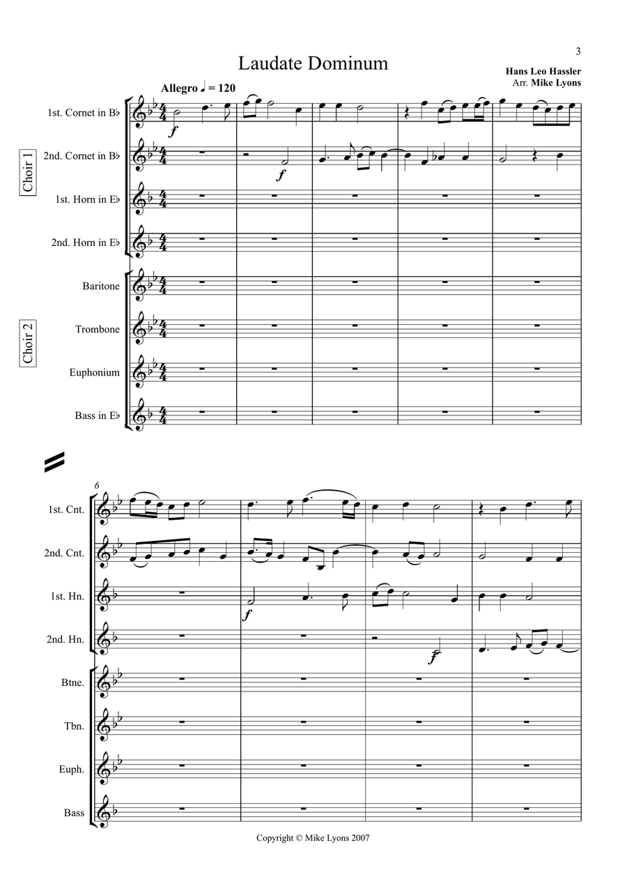 Laudate Dominum - Hans Leo Hassler (8-part brass choir) Brass Ensemble scores gallery preview page 3