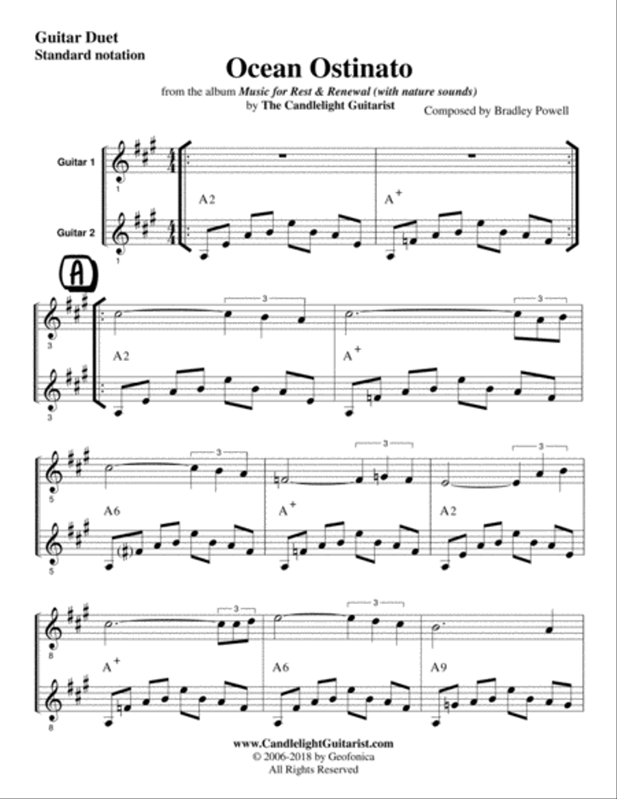 Ocean Ostinato (guitar duet in standard notation) Guitar scores gallery preview page 2
