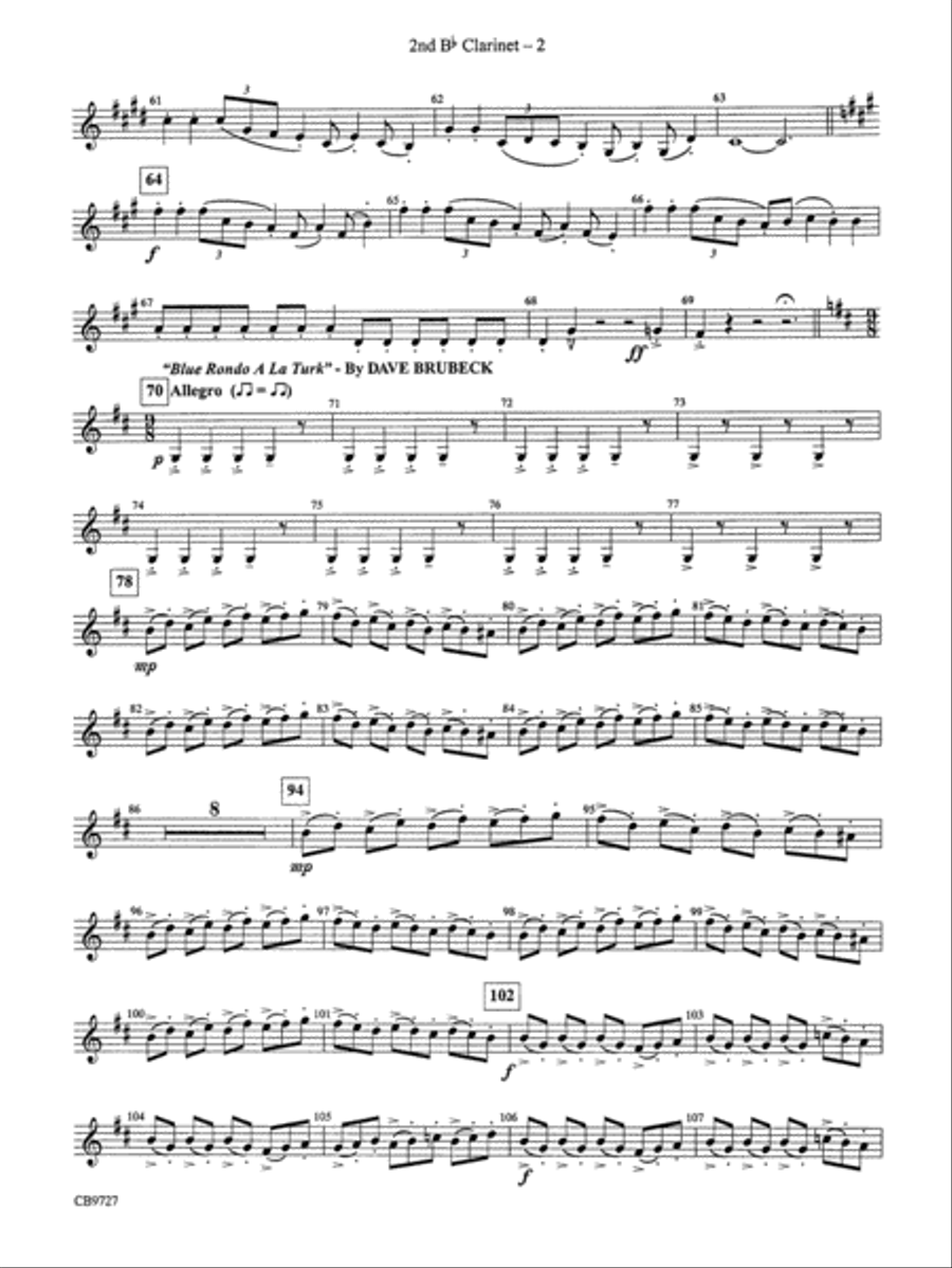 Dave Brubeck: It's About Time: 2nd B-flat Clarinet Concert Band scores gallery preview page 2