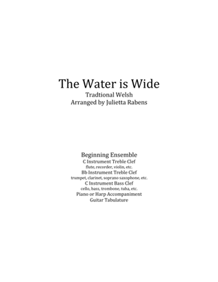 Book cover for The Water Is Wide in G major for easy ensemble