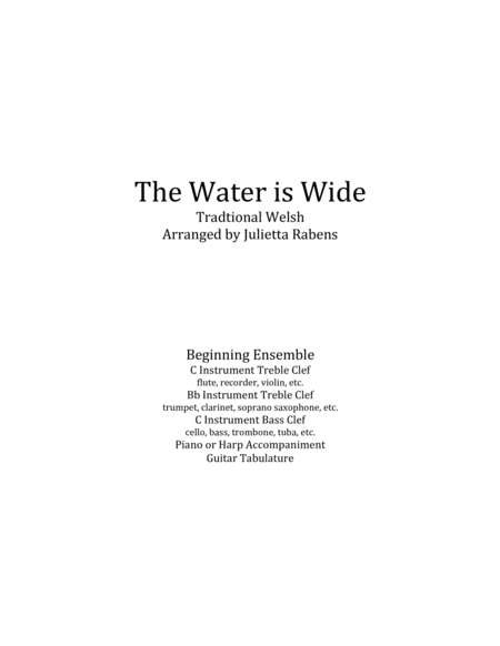 The Water Is Wide in G major for easy ensemble