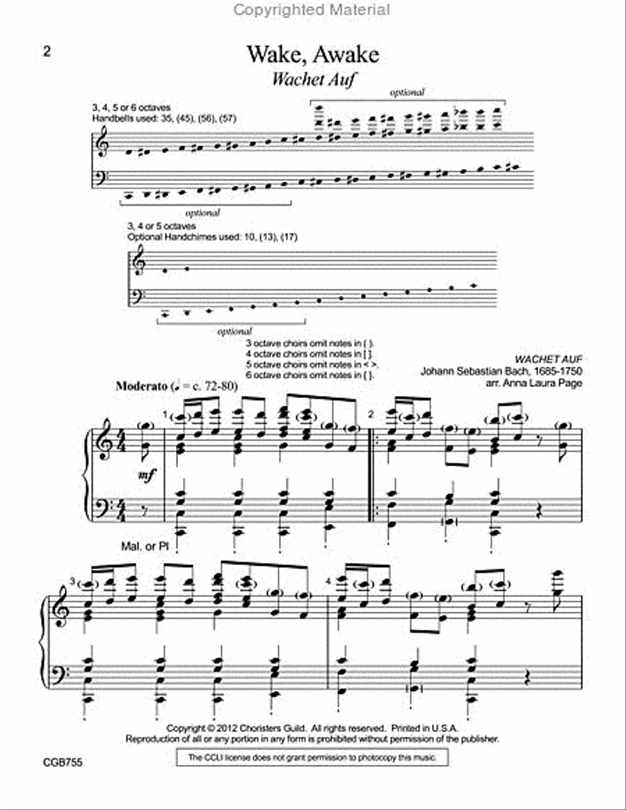 Wake Awake [Wachet Auf] Handbell Choir scores gallery preview page 2