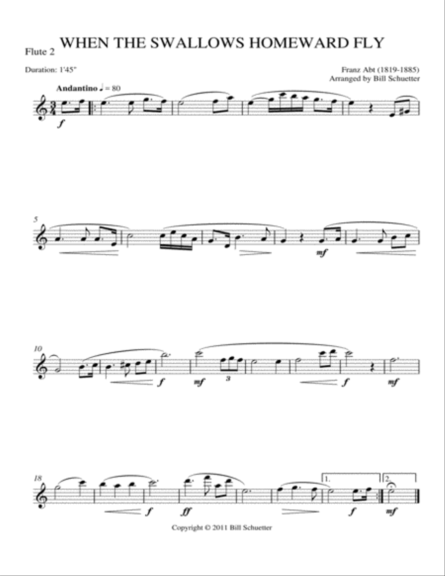 When the Swallows Homeward Fly Flute scores gallery preview page 4