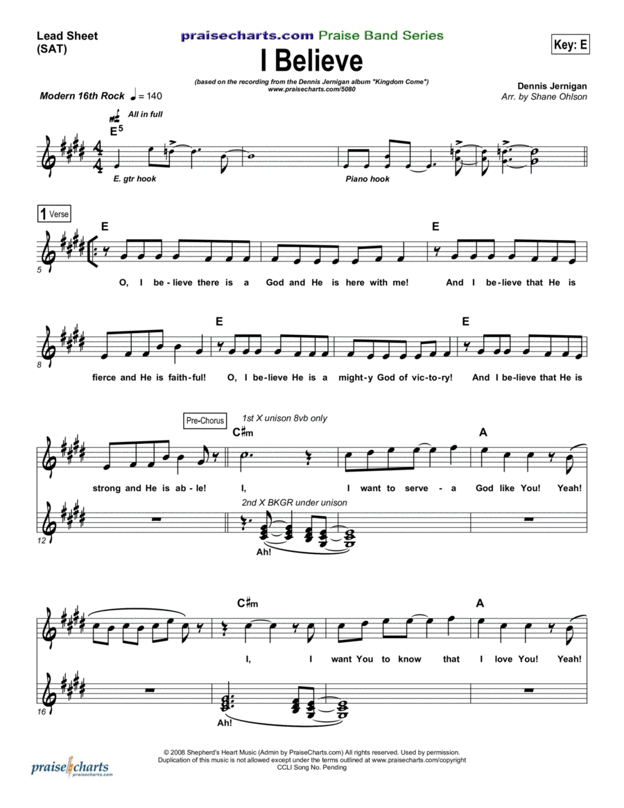 I Believe I Believe Piano scores gallery preview page 1