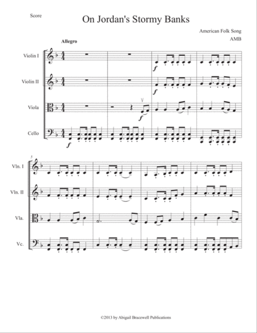 On Jordan's Stormy Banks String Quartet scores gallery preview page 1