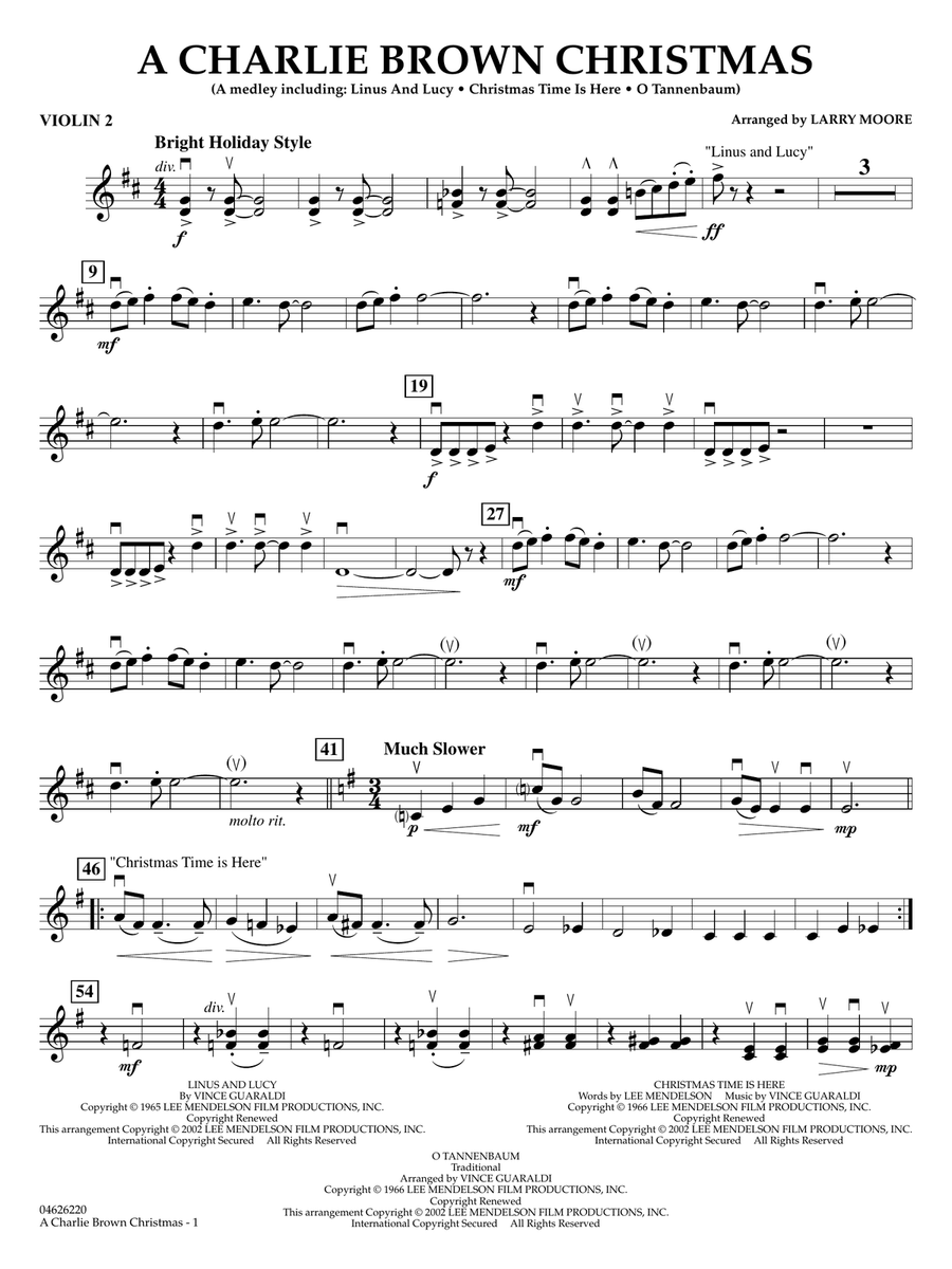 A Charlie Brown Christmas - Violin 2 String Orchestra scores gallery preview page 1