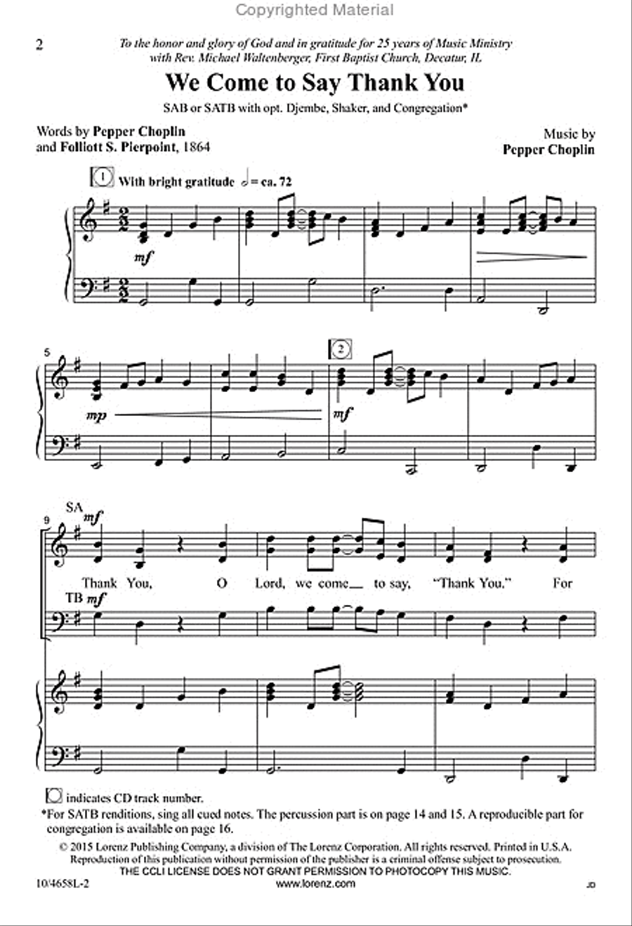 We Come to Say Thank You We Come to Say Thank You 4-Part scores gallery preview page 2